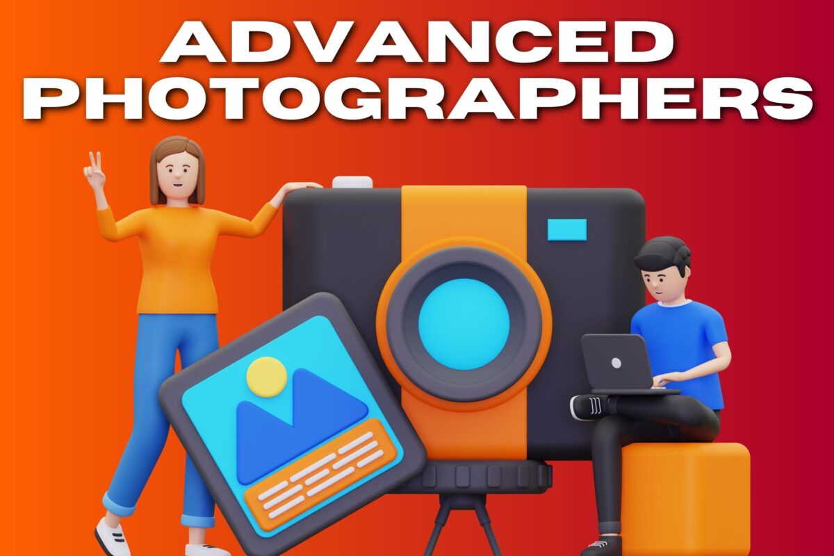 A Vibrant Orange Background Showcases A Community Of Advanced Photographers, Discussing And Sharing Their Knowledge Of Photography Equipment.