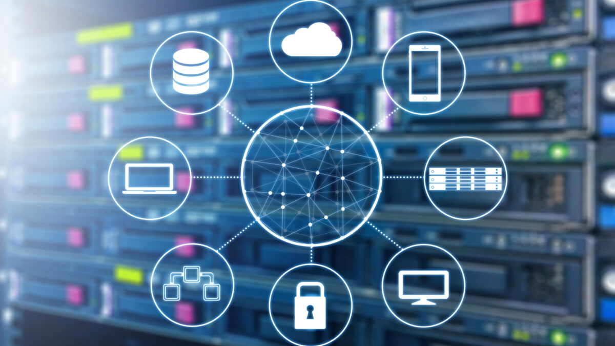 A Server With The Best Cloud Storage For Photos And Many Different Devices Around It.