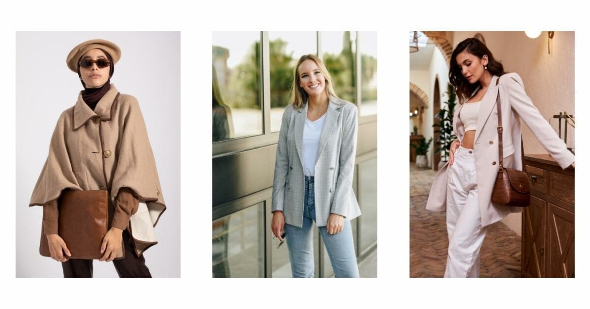 Three Pictures Showcasing Fashionable Women Wearing Beige Coats And Hats, Ideal For Inspiration On What To Wear To A Photoshoot.