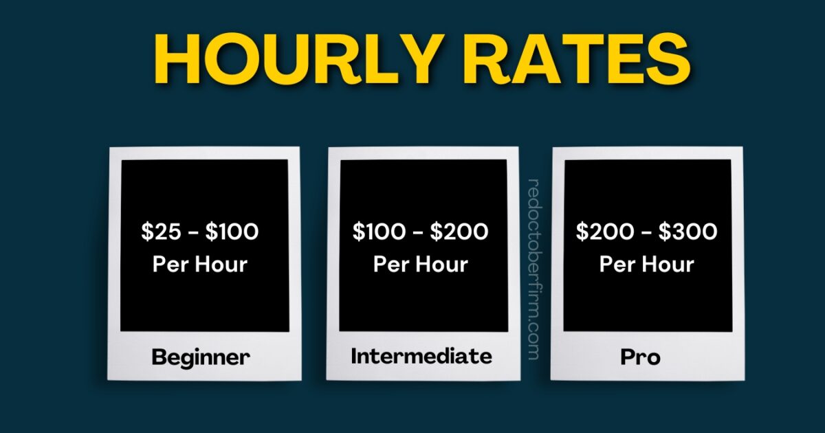 Image Displaying Hourly Rates: Beginner $25-$100, Intermediate $100-$200, Pro $200-$300.