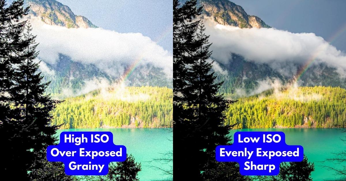 Two Pictures Of Mountains And A Rainbow.