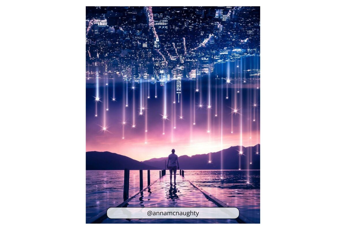 An Image Capturing A Person On A Dock Under An Enchanting Sky Illuminated By Lights, Demonstrating The Artistic Essence Of Photography.