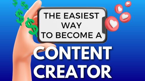 Hand Holding A Phone Describing &Quot;The Easiest Way To Become A Content Creator&Quot;