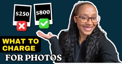 Smiling Woman With Glasses Gesturing Towards Price Options: $250 With Red 'X' And $800 With Green Checkmark. Text Reads &Quot;What To Charge For Photos.