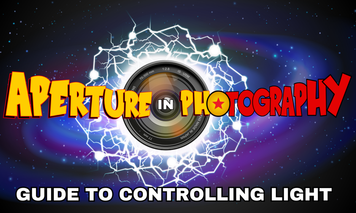 A Graphic Image Of A Camera Lens Surrounded By Electric Energy With The Text &Quot;Aperture In Photography: Guide To Controlling Light.